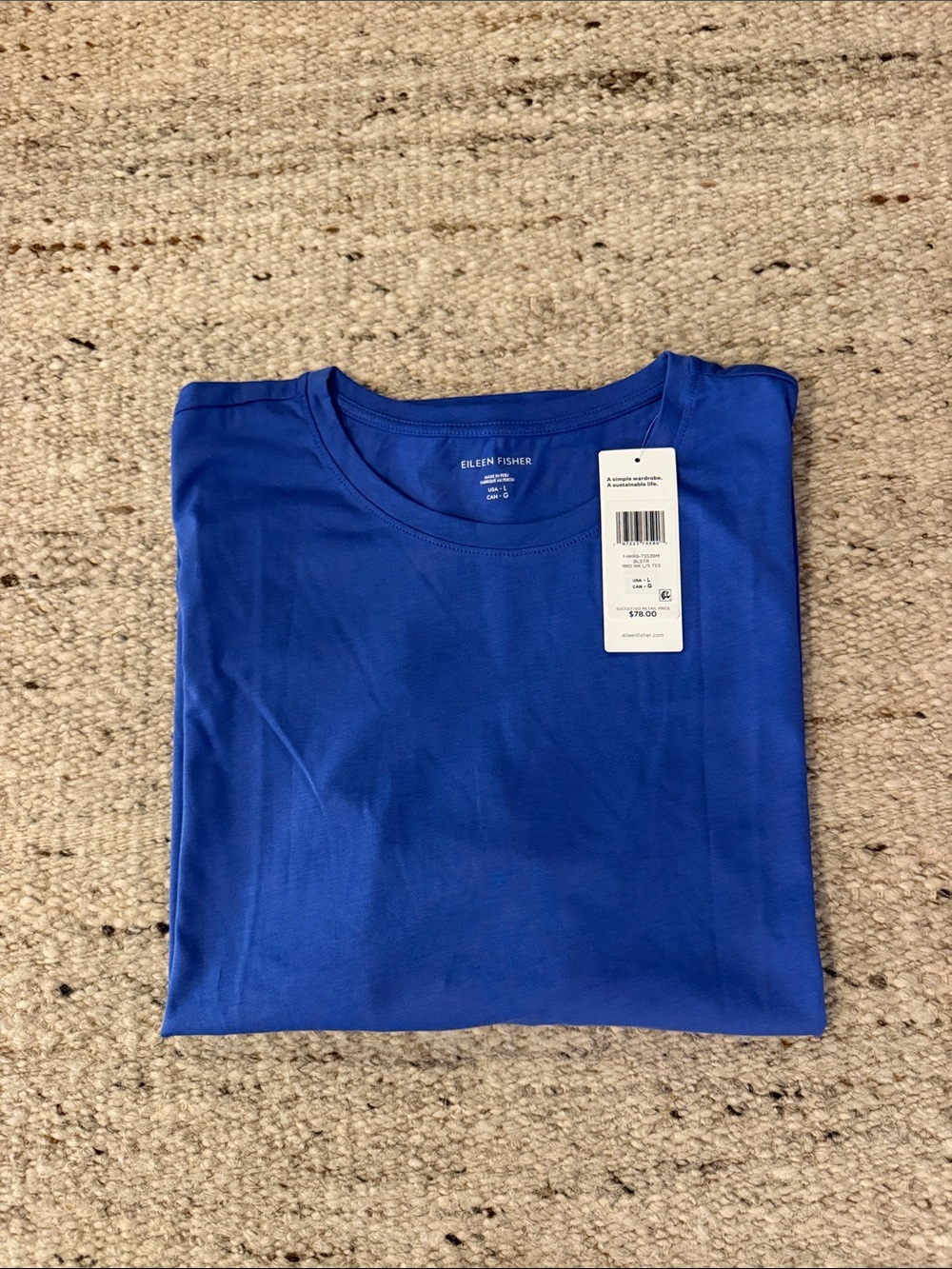 NWT Eileen Fisher Organic Pima Cotton Jersey L/S Round Neck tee- Large